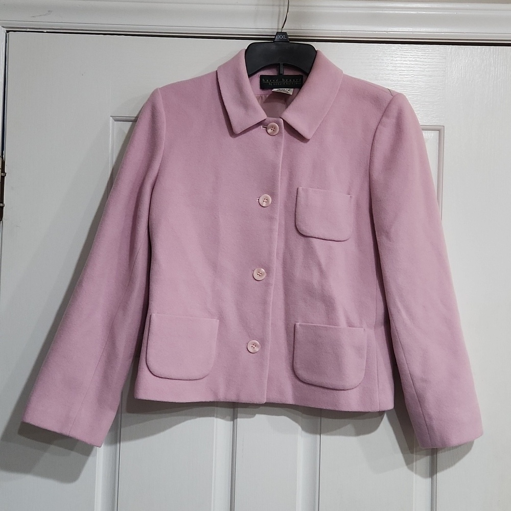 VTG Harve Benard Holtzman Pink Wool Button Up Blazer Jacket Sz 6